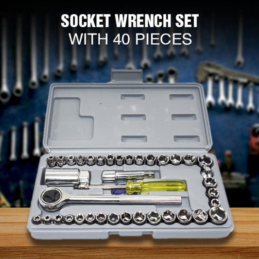 40-Piece Combination Socket Wrench and Tool Set