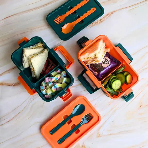Leak-Proof 2-Compartment Bento Lunch Box with Utensils