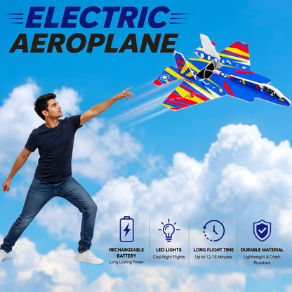 Electric Foam Aeroplane Fighter USB Rechargeable Hand Throw Glider Assembled