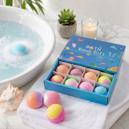 Ocean Series Kids Bath Bomb Gift Set with Surprise Hidden Toys (12 Pack)