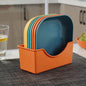 10pcs Colorful Plastic Plate Set with Storage Caddy