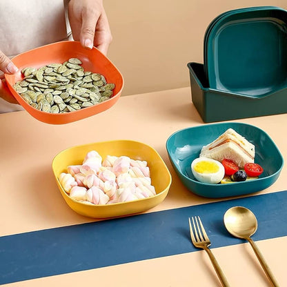 10pcs Colorful Plastic Plate Set with Storage Caddy