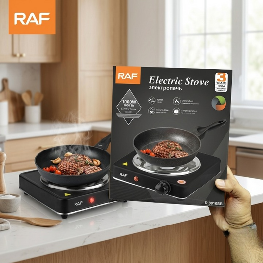 RAF 1000W Portable Single Burner Electric Stove – Adjustable Temperature Hot Plate with Overheat Protection