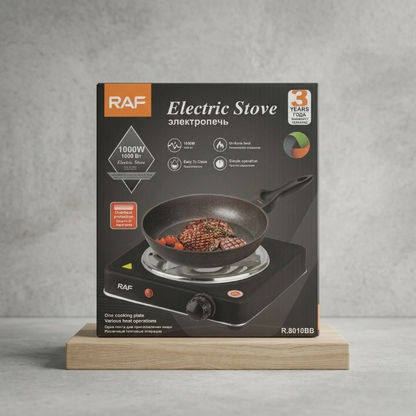 RAF 1000W Portable Single Burner Electric Stove – Adjustable Temperature Hot Plate with Overheat Protection