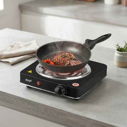 RAF 1000W Portable Single Burner Electric Stove – Adjustable Temperature Hot Plate with Overheat Protection