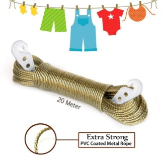 20 Meter Extra Strong PVC Coated Metal Clothesline Wire – Heavy Duty Clothes Line Rope for Indoor and Outdoor Laundry Drying