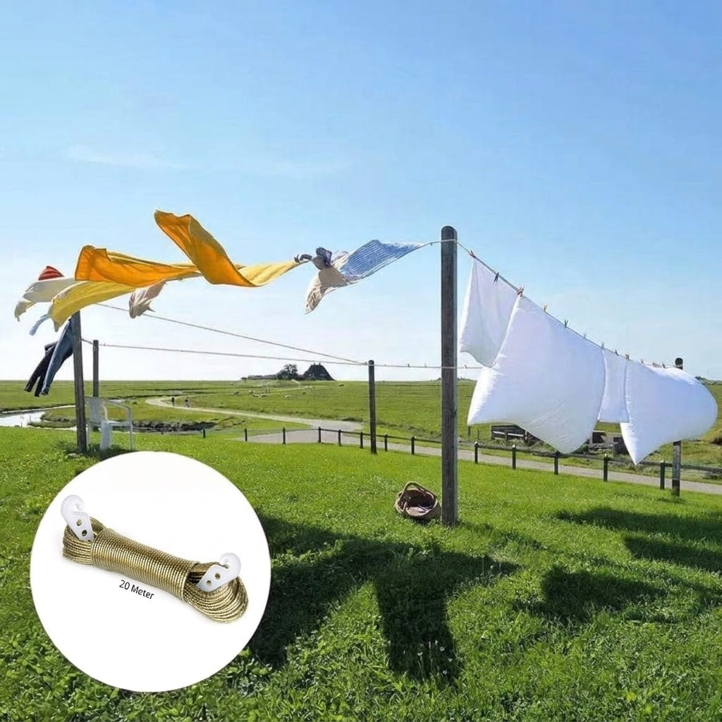 20 Meter Extra Strong PVC Coated Metal Clothesline Wire – Heavy Duty Clothes Line Rope for Indoor and Outdoor Laundry Drying