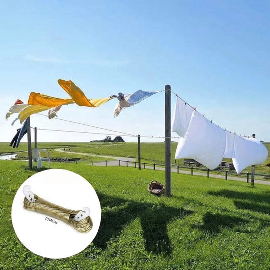 20 Meter Extra Strong PVC Coated Metal Clothesline Wire – Heavy Duty Clothes Line Rope for Indoor and Outdoor Laundry Drying