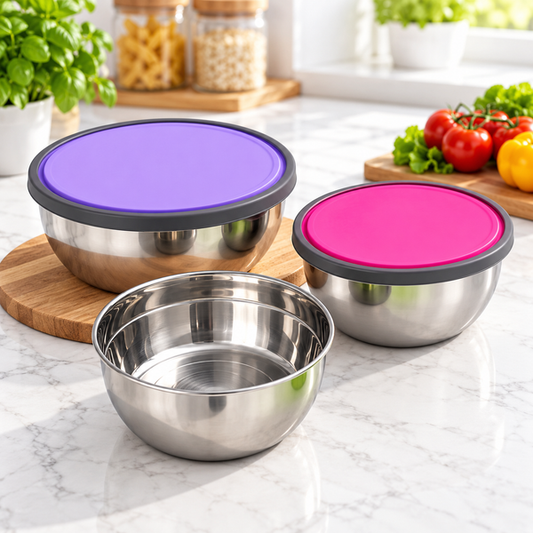 3 Piece Stainless Steel Sealed Storage Bowl Set