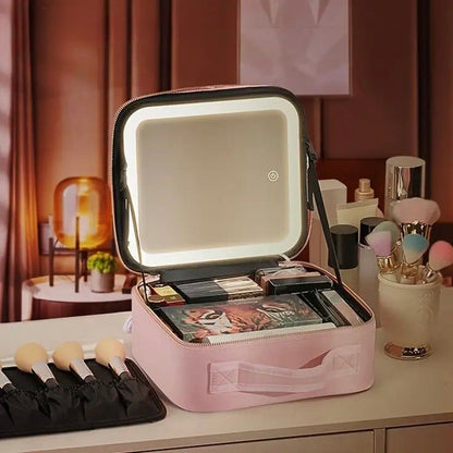 LED Cosmetic Bag With Mirror & USB Charging