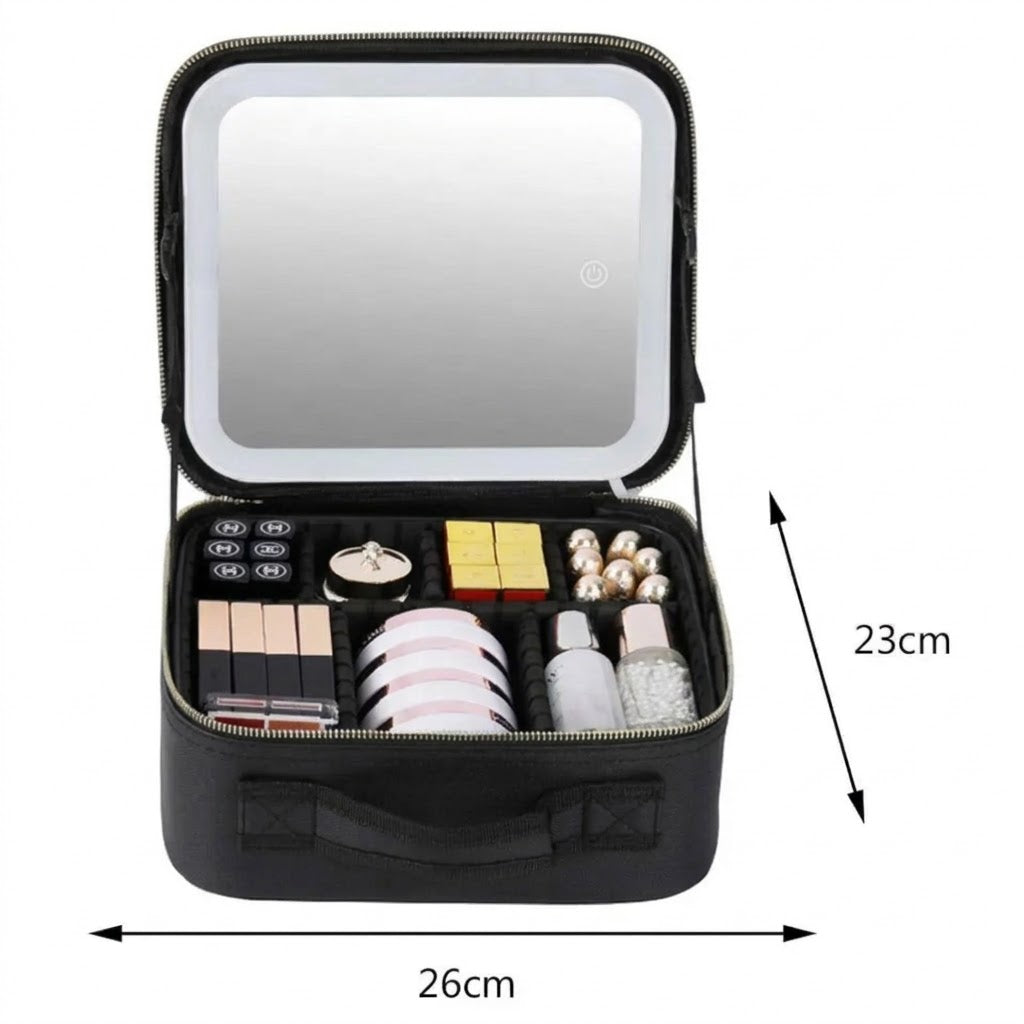 LED Cosmetic Bag With Mirror & USB Charging