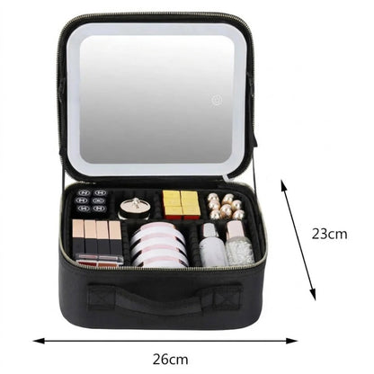 LED Cosmetic Bag With Mirror & USB Charging