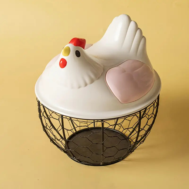 Hen Shaped Egg Basket With Lid Portable Storage
