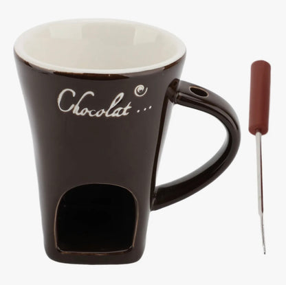 Ceramic Chocolate Melting Fondue Mug With Fork
