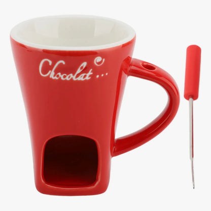 Ceramic Chocolate Melting Fondue Mug With Fork