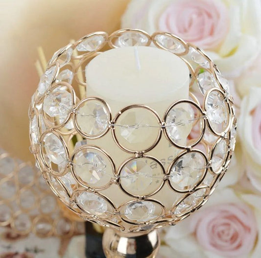 Gold Three-Tiered Crystal Candle Holder