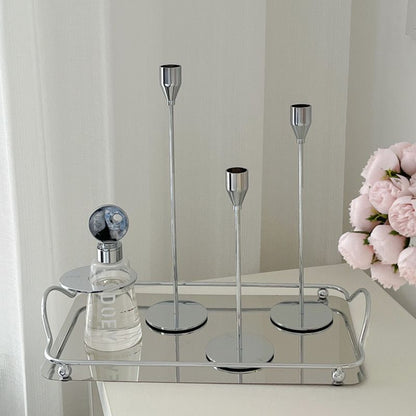 Silver Metal Taper Candle Holders