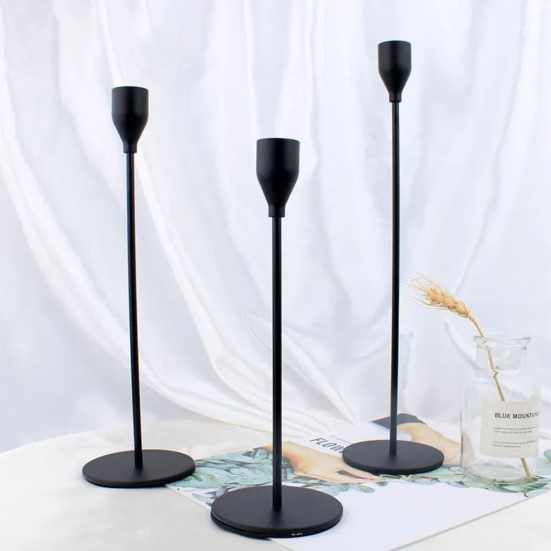 Black Metal Taper Candle Holders