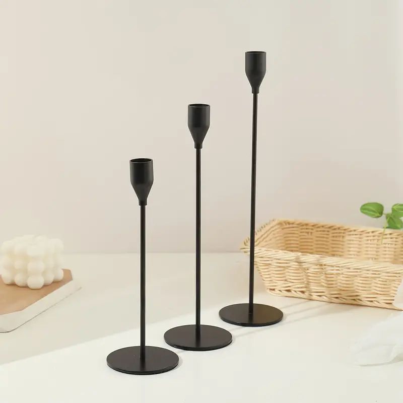 Black Metal Taper Candle Holders