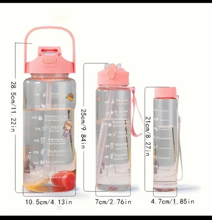 Pack Of 3 Motivational Water Bottle Large Capacity Leakproof