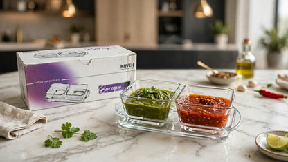 Mini Glass Sauce Bowl Set With Tray