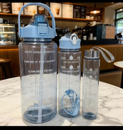 Pack Of 3 Motivational Water Bottle Large Capacity Leakproof
