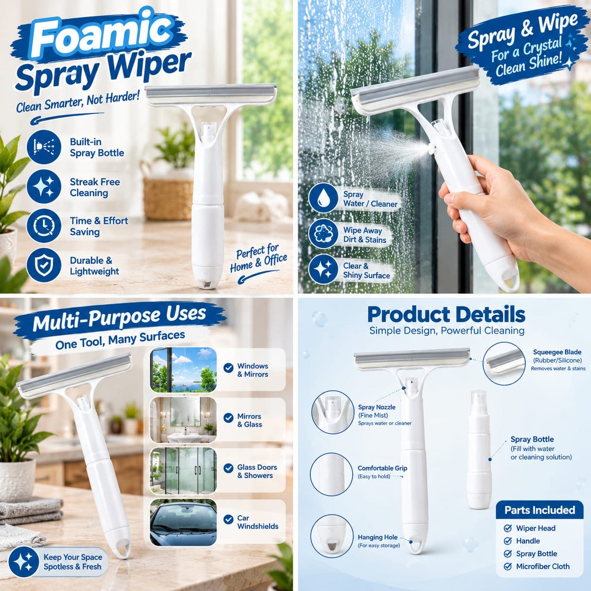Water Spraying Window Wiper