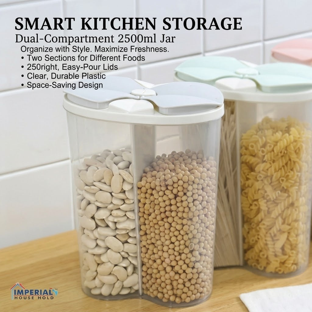 2 Grid Transparent PP Cereal Container