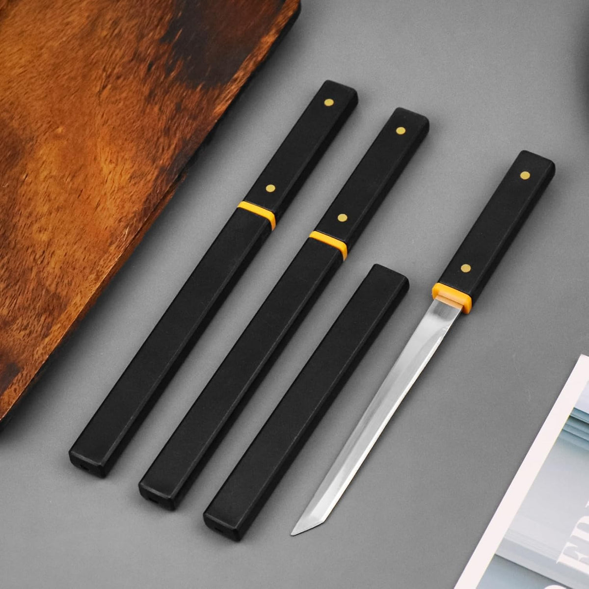 LLHQAMT Fruit Knife Stainless Steel Woodgrain Handle