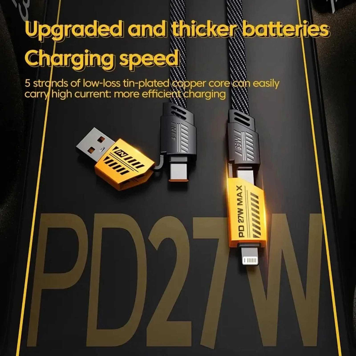 4 in 1 USB to Type C and iPhone PD Charging Cable