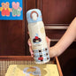 Cartoon Thermos Stainless Steel Double Straw Cup