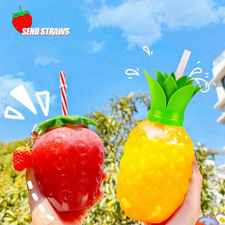 Fruit Shape Kids Water Bottle With Straw