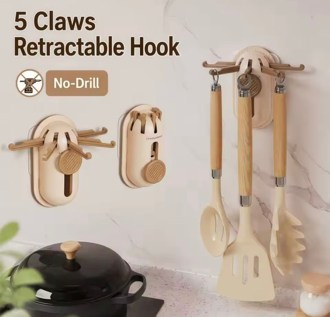 Wall Mounted 5 Claw Telescopic Hook