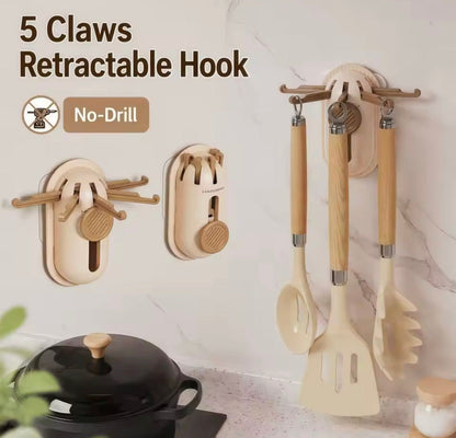 Wall Mounted 5 Claw Telescopic Hook