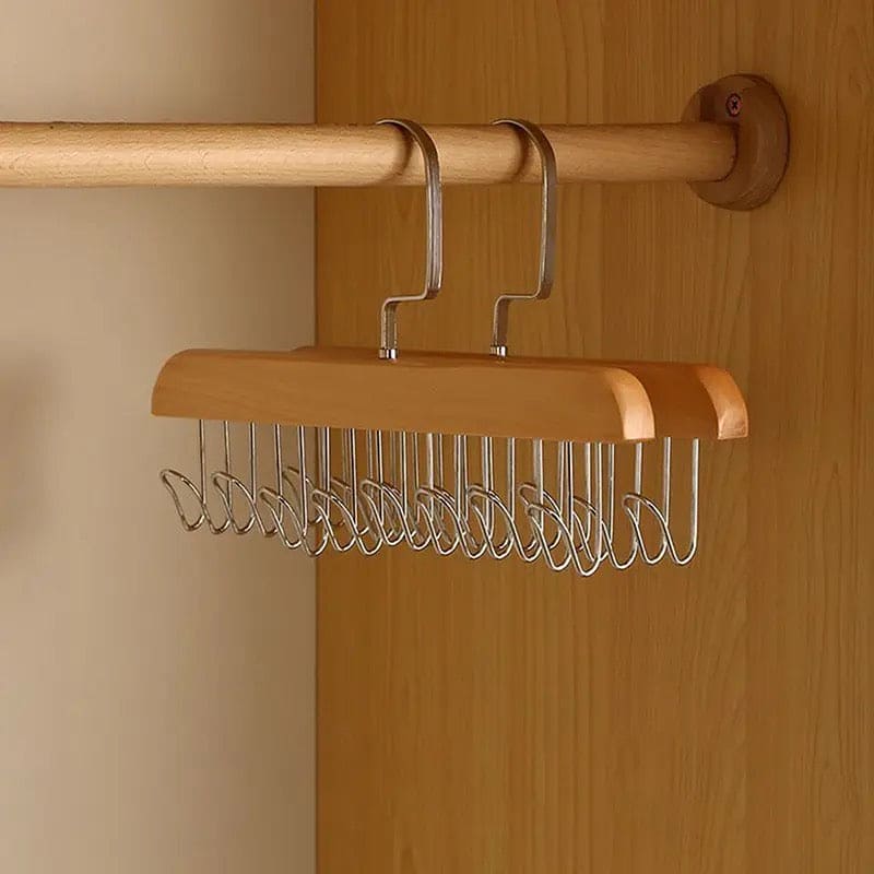 Wooden Suspender Hanger 8 Hook 360-Degree Swivel Closet Organizer
