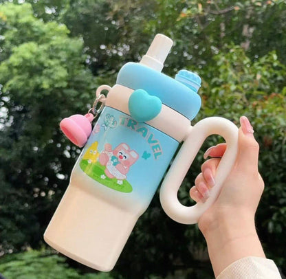Kawaii Rainbow Insulated Tumbler Sipper With Handle