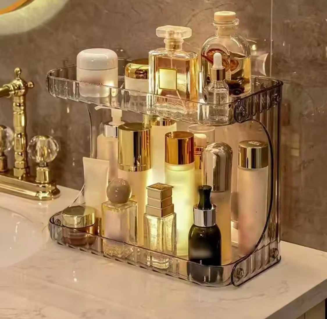 Double Layer Bathroom Storage Rack Washstand Organizer
