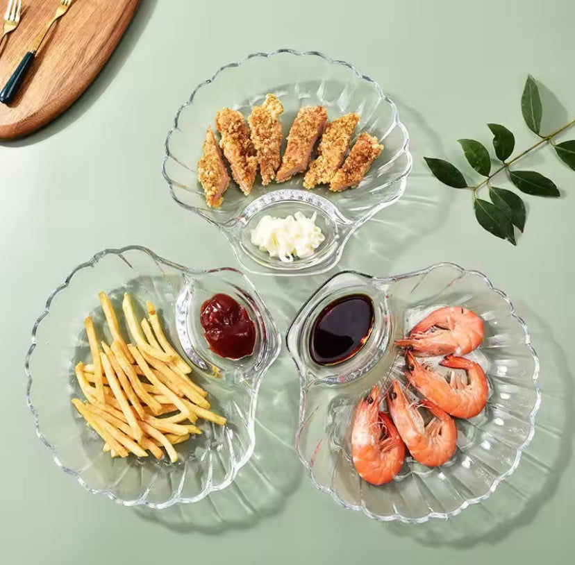 Transparent Shell Shaped Dumpling Dish Stackable Tray