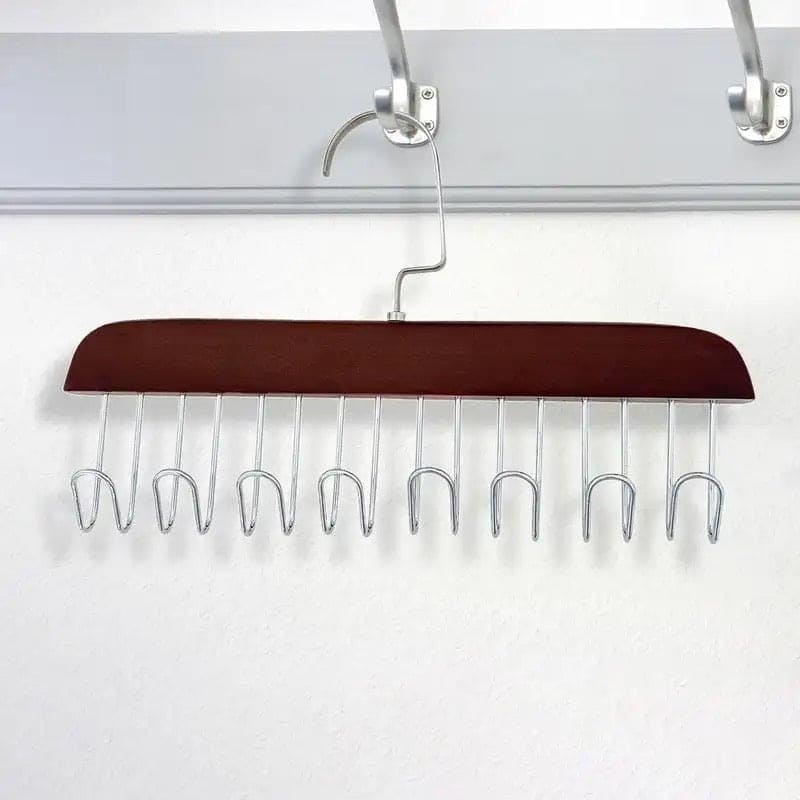 Wooden Suspender Hanger 8 Hook 360-Degree Swivel Closet Organizer