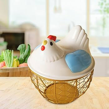 Hen Shaped Egg Basket With Lid Portable Storage