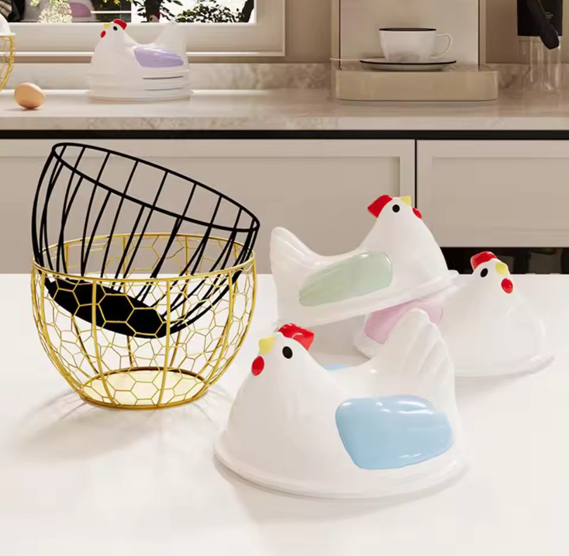 Hen Shaped Egg Basket With Lid Portable Storage