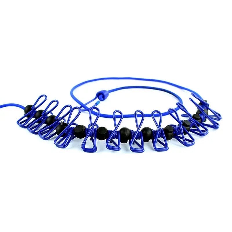 12 Clips Elastic Laundry Rope Portable Multifunctional Drying Clothesline