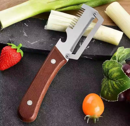 3 In 1 Comb Style Vegetable Peeler With Wooden Handle