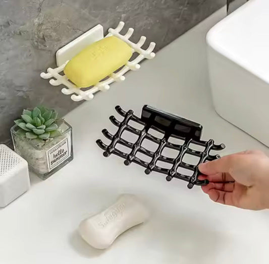 Wall Mounted No-Punch Soap Holder Grid Dish