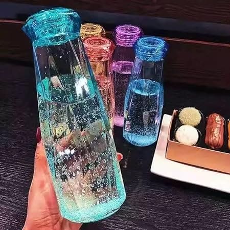Crystal Glass Water Bottle With Lid 420ml