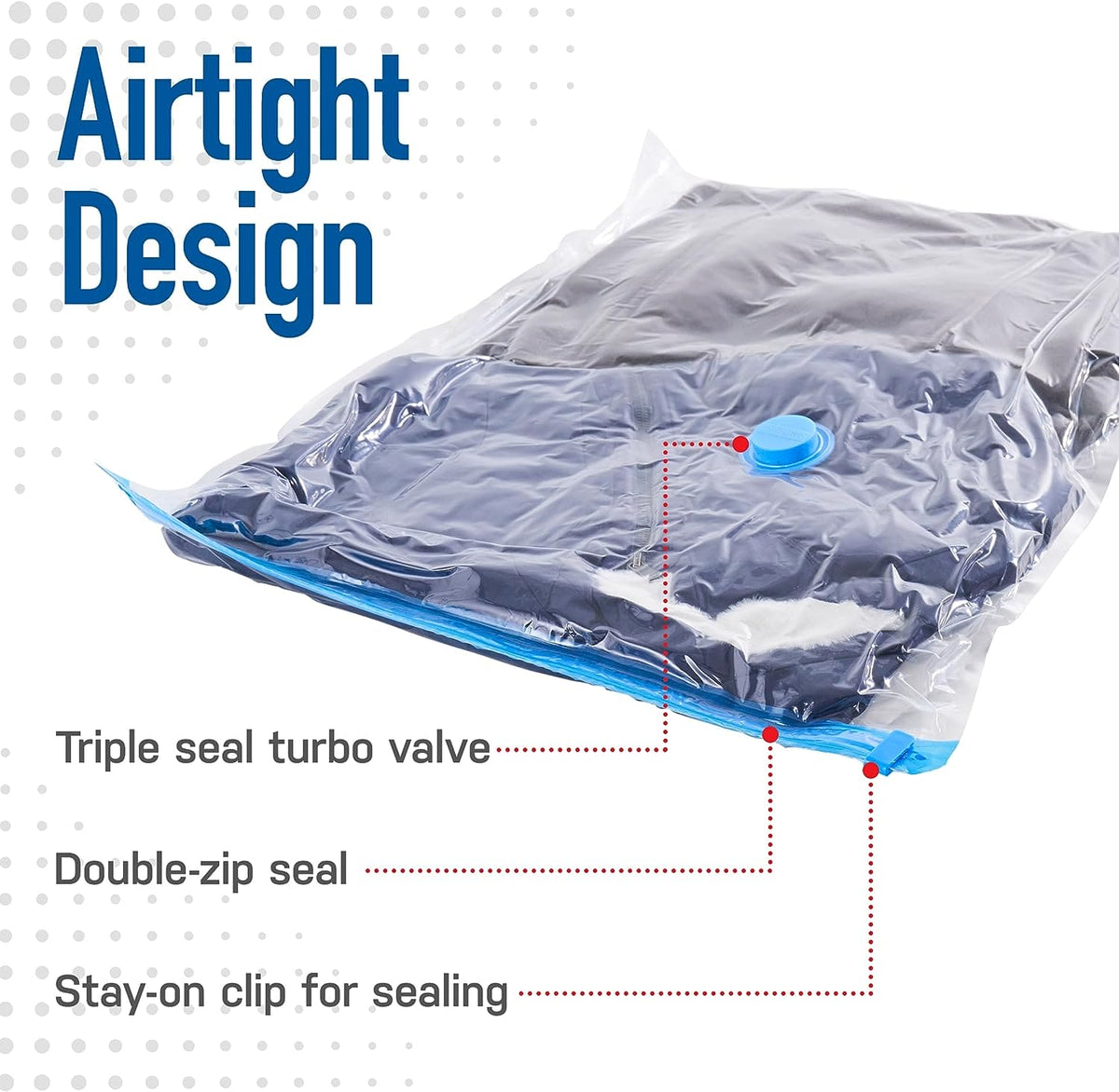 5-Piece Vacuum Storage Bags Space Saver Set with Hand Pump