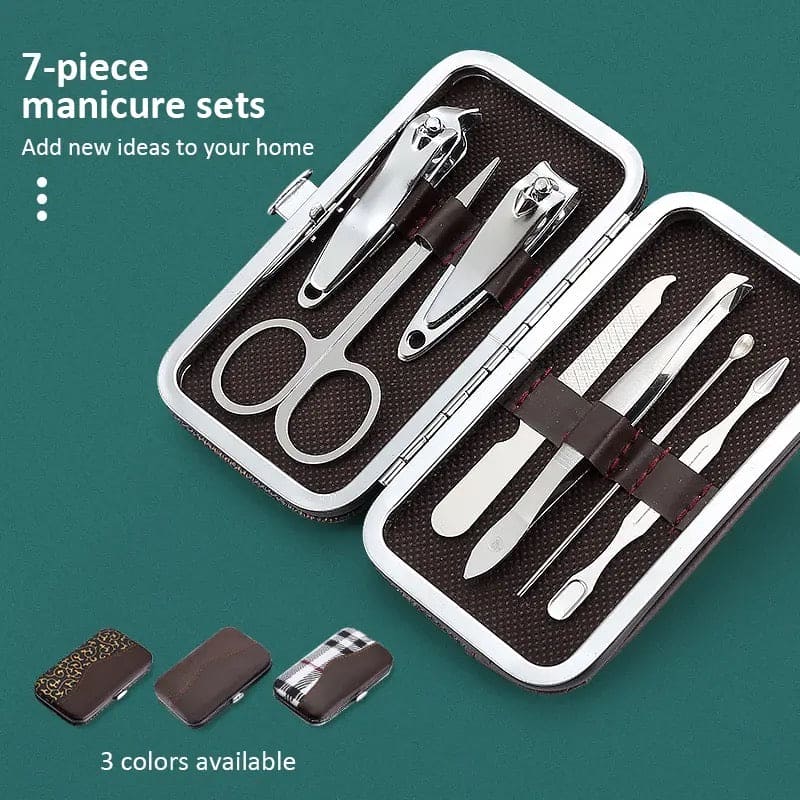 7 In 1 Manicure Kit Carbon Steel Pedicure Grooming Set