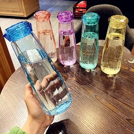 Crystal Glass Water Bottle With Lid 420ml