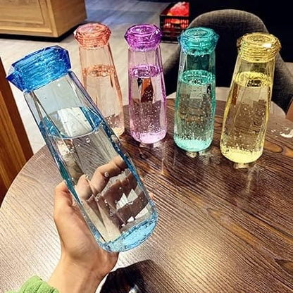 Crystal Glass Water Bottle With Lid 420ml