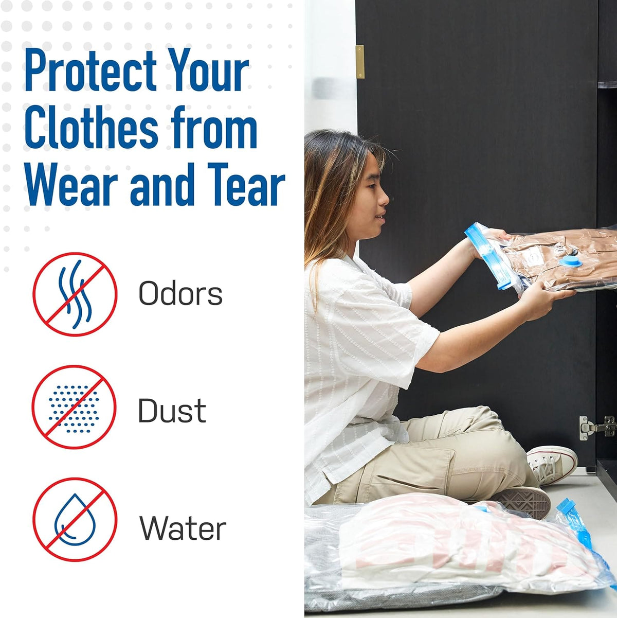 5-Piece Vacuum Storage Bags Space Saver Set with Hand Pump